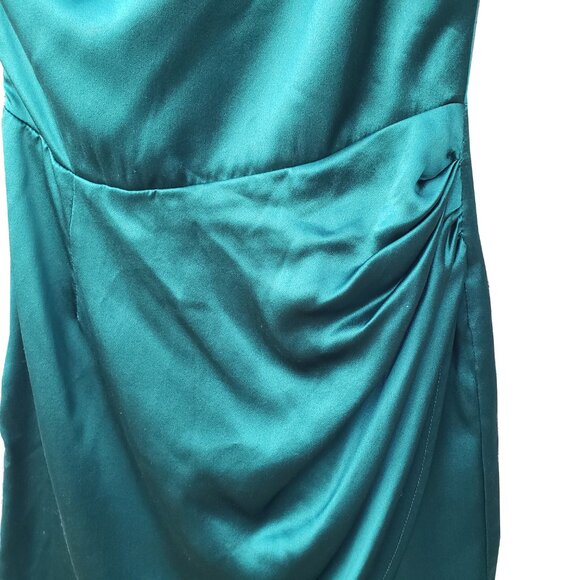 Reformation Hyperion Dress Emerald Silk One Shoulder Long Sleeve Mini 0 - Picture 5 of 8